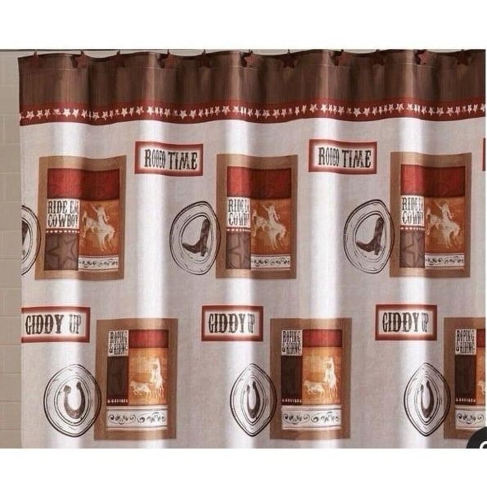Rodeo‎ time Mainstays western shower curtain with western hooks set